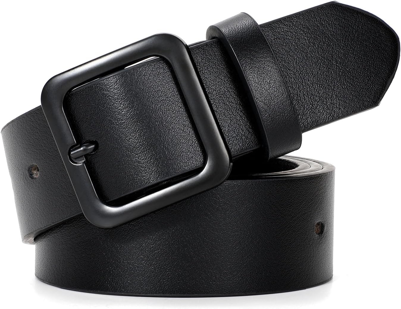 HOTXZQTIVE Women’s Leather Belts for Jeans Pants Dresses Fashion Ladies Black Belt with Square Buckle