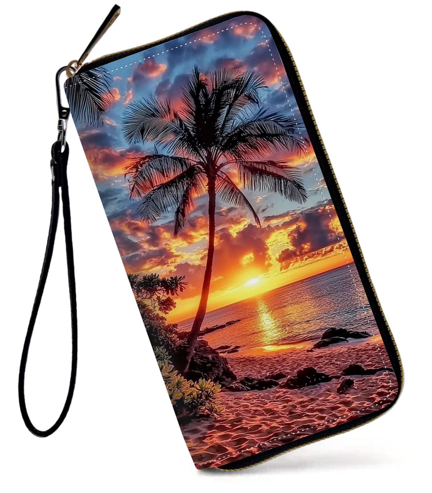 HOTWomens Wallet, Large Capacity RFID Blocking PU Leather Wristlet Wallets for Women Ladies Men Credit Card Holder Zipper Wallet Phone Holder Clutch Travel Purse, Art Moon Starry Night