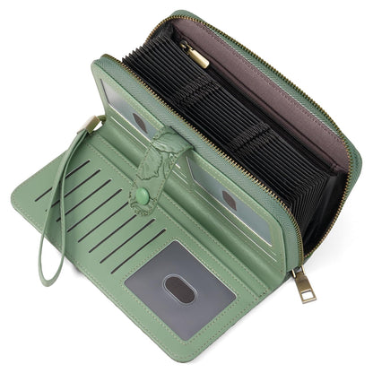 HOTSENDEFN Women's Credit Card Holder RFID Blocking Zip Around Leather Wallet Large Capacity Long Purse with Wristlet