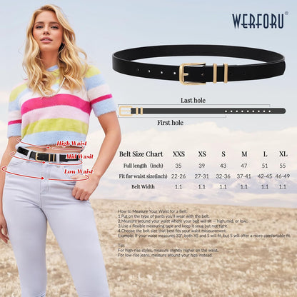 HOTWERFORU 3 PACK Women Belt Women Fashion Leather Belts for Jeans Pants Ladies Belts with Gold Buckle