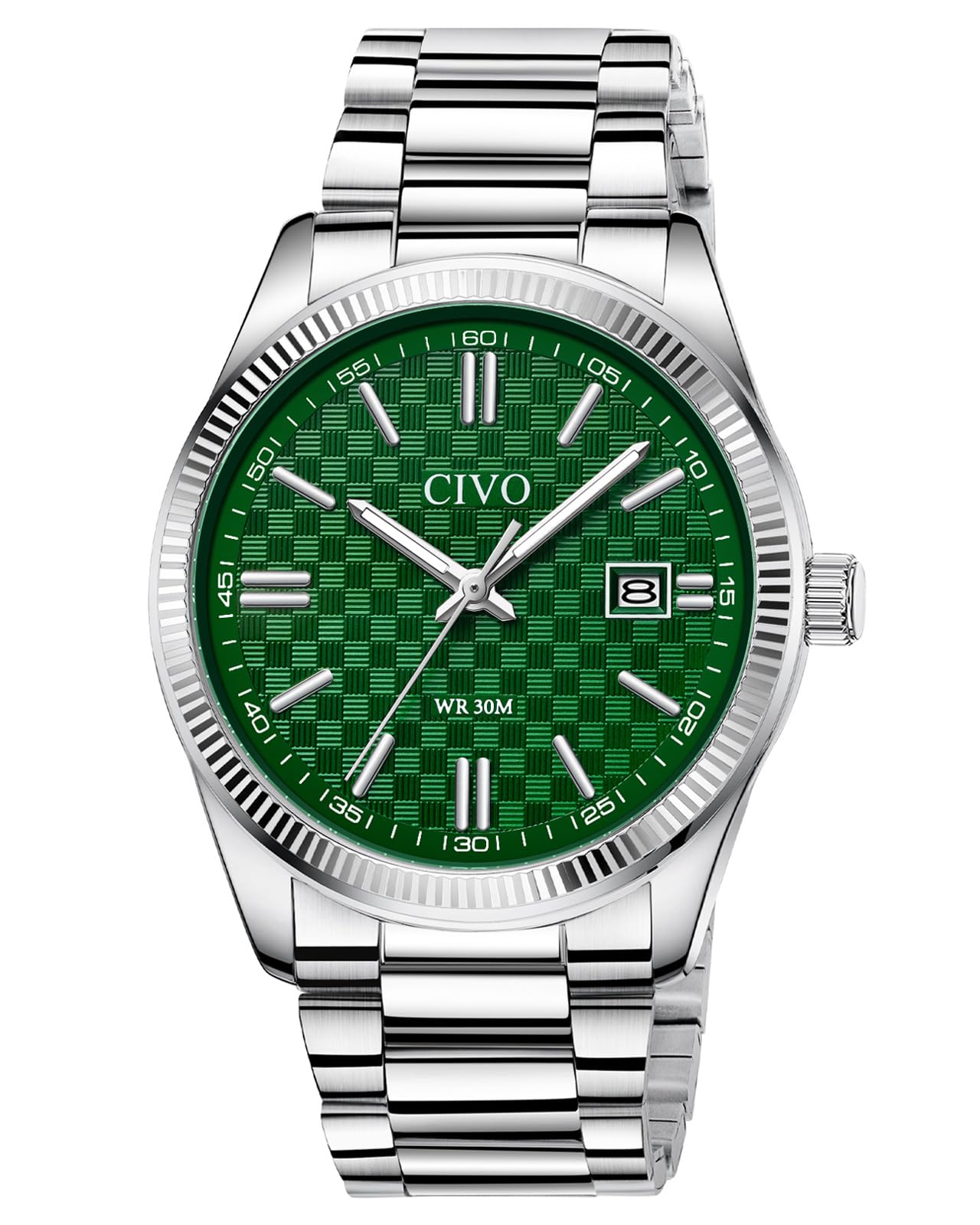 HOTCIVO Analog Mens Watches Silver: Wrist Watches with Date Easy to Read | Dress Stainless Steel Watch for Men, Gifts for Husband Father at Birthday Anniversary