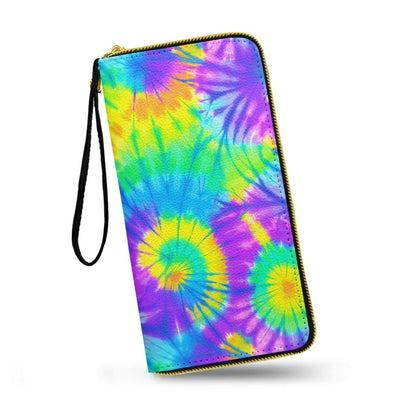 HOTColorful Tie-Dye Large Capacity Wristlet Wallet for Women Gradient Spiral Long Zipper Purse Abstract Aesthetics Travel Wallet Clutch Bag Handbag with Coin Pocket