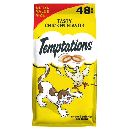 HOTTemptations Classic Crunchy and Soft Cat Treats, Tasty Chicken, 30 oz | Under 2 calories per treat, crunchy outside & soft inside, resealable tub, use as meal or topper, 100% complete & balanced