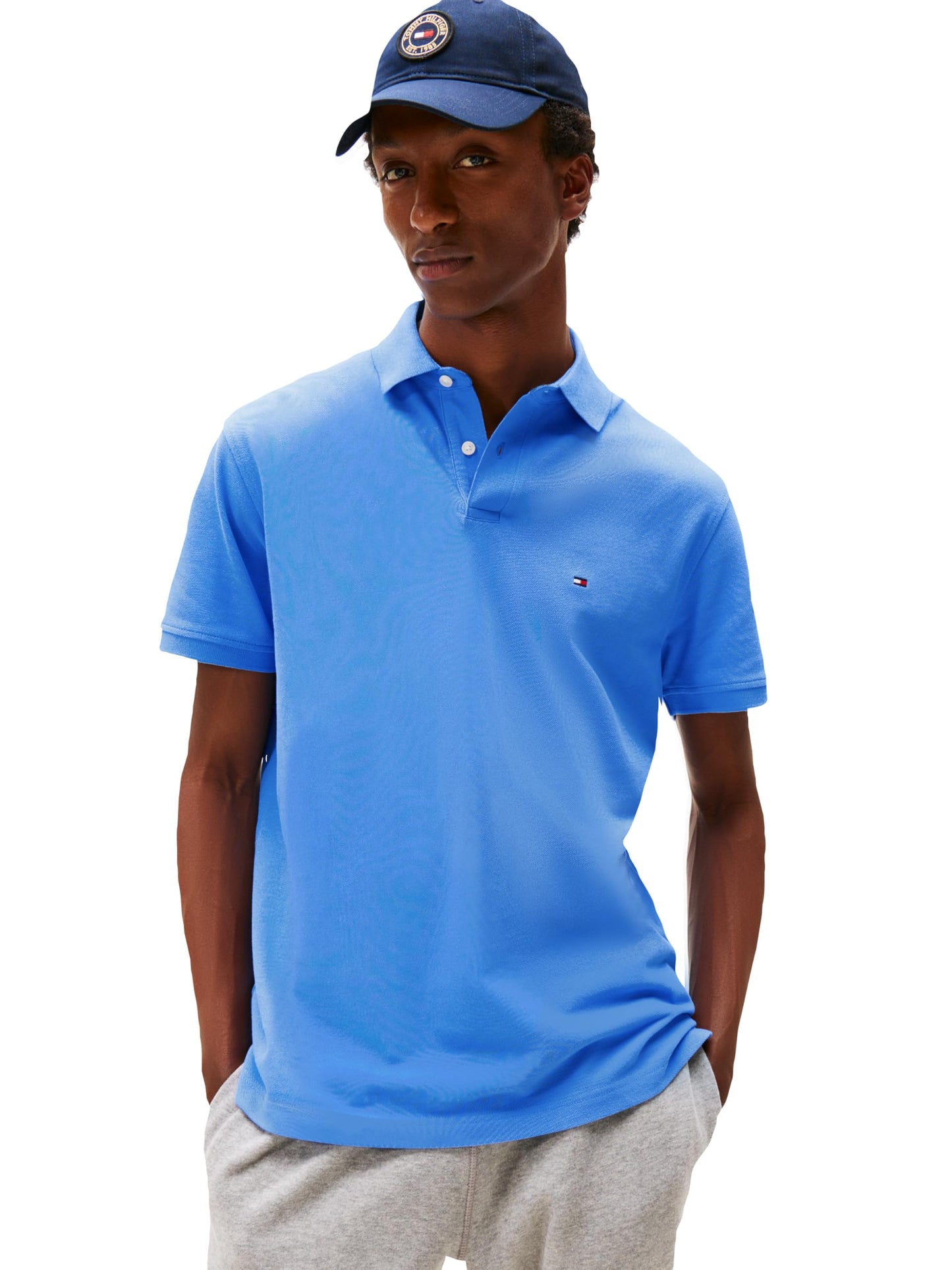 HOTTommy Hilfiger Men's Short Sleeve Polo Shirts in Classic Fit with Stretch and Organic Pique Cotton