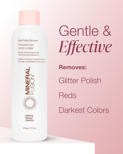 HOTMineral Fusion Nail Polish Remover, 6 fl oz | Acetone-Free Nail Care, Non Drying Liquid Formula
