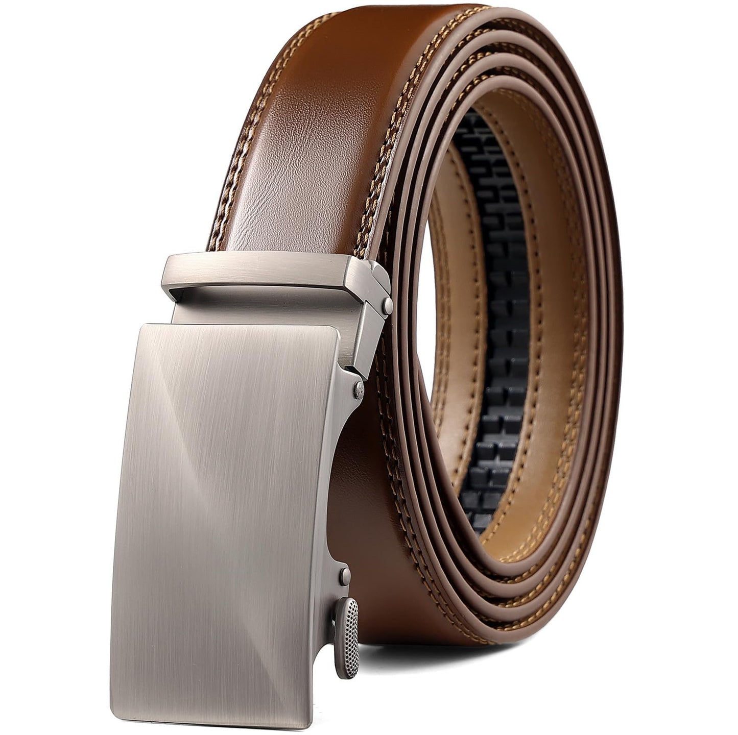 HOTFounders & C Men's Ratchet Belt 1 3/8",Leather Dress Belt Adjustable with Click Sliding Buckle Trim to Exact Fit