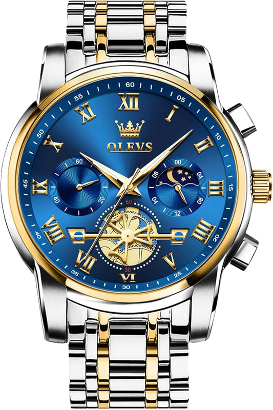 HOTOLEVS Watches Men Waterproof Luxury Big Face Mens Watch Stainless Steel Quartz Analog Dress Watches for Men Luminous Multifunction Man Watch Relojes De Hombre