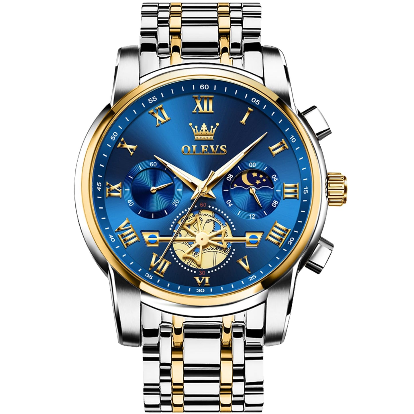 HOTOLEVS Watches Men Waterproof Luxury Big Face Mens Watch Stainless Steel Quartz Analog Dress Watches for Men Luminous Multifunction Man Watch Relojes De Hombre