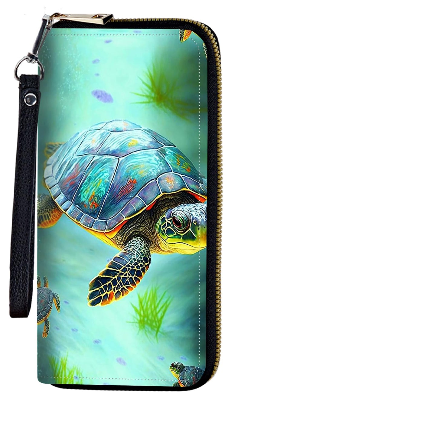 HOTWomens Wristlet Wallet RFID Blocking Large Capacity Zip Around Long Purse PU Leather Credit Card Holder with Detachable Hand Strap for Phone Cash,Sunflowers And Butterflies