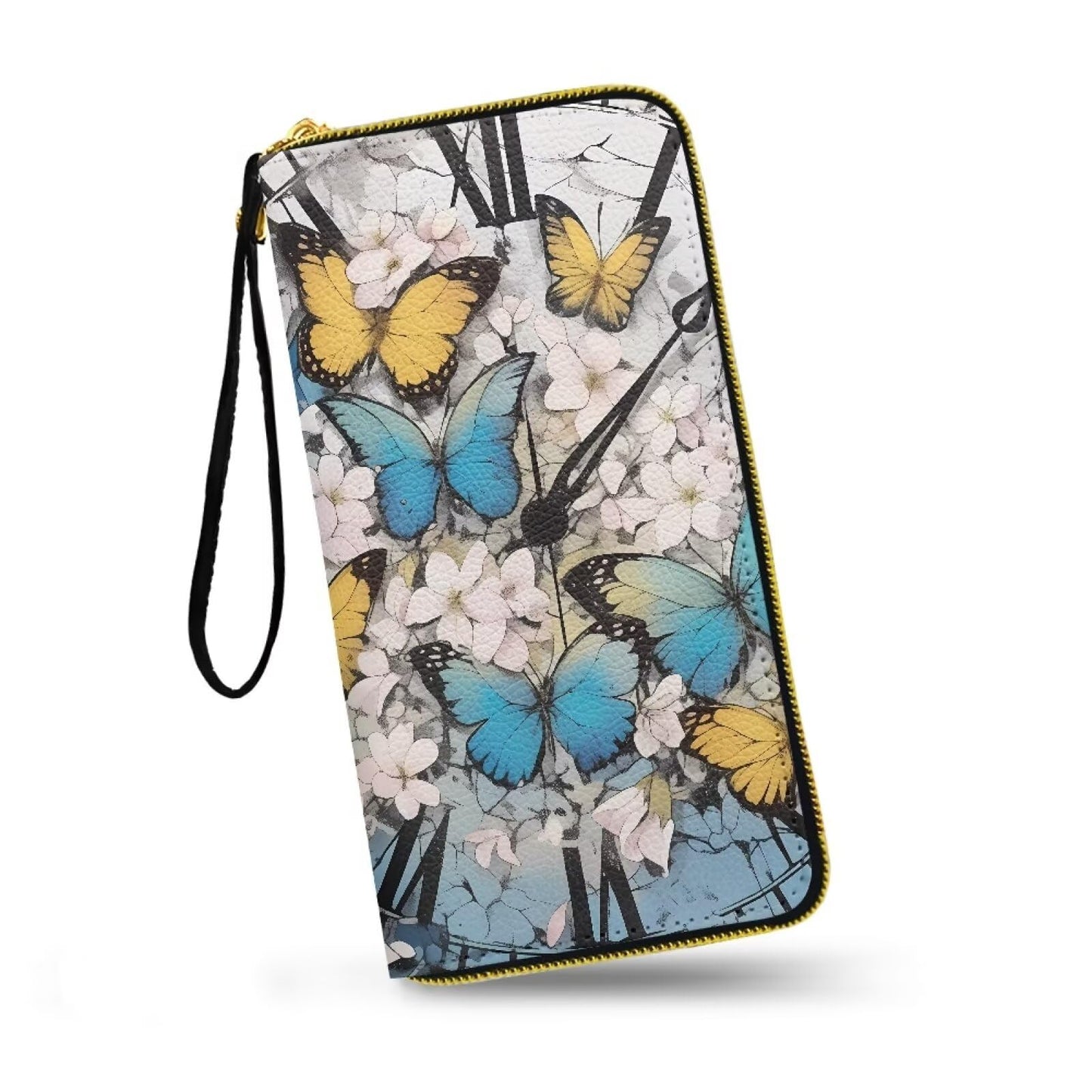 HOTHawaii Totem Flowers PU Leather Ladies Wallet Wristlet, Tropical Hawaiian Tiki Art Zip Around Wallets for Women, Brown Large Capacity Card Holder Organizer