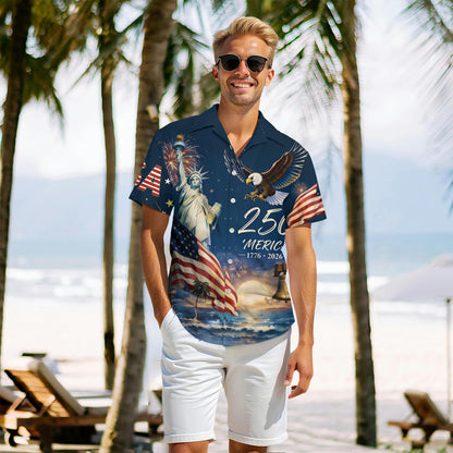 HOT250Th Anniversary USA Hawaiian Shirt for Men, 1776-2026 Patriotic Short Sleeve Shirt, Independence Day Gifts