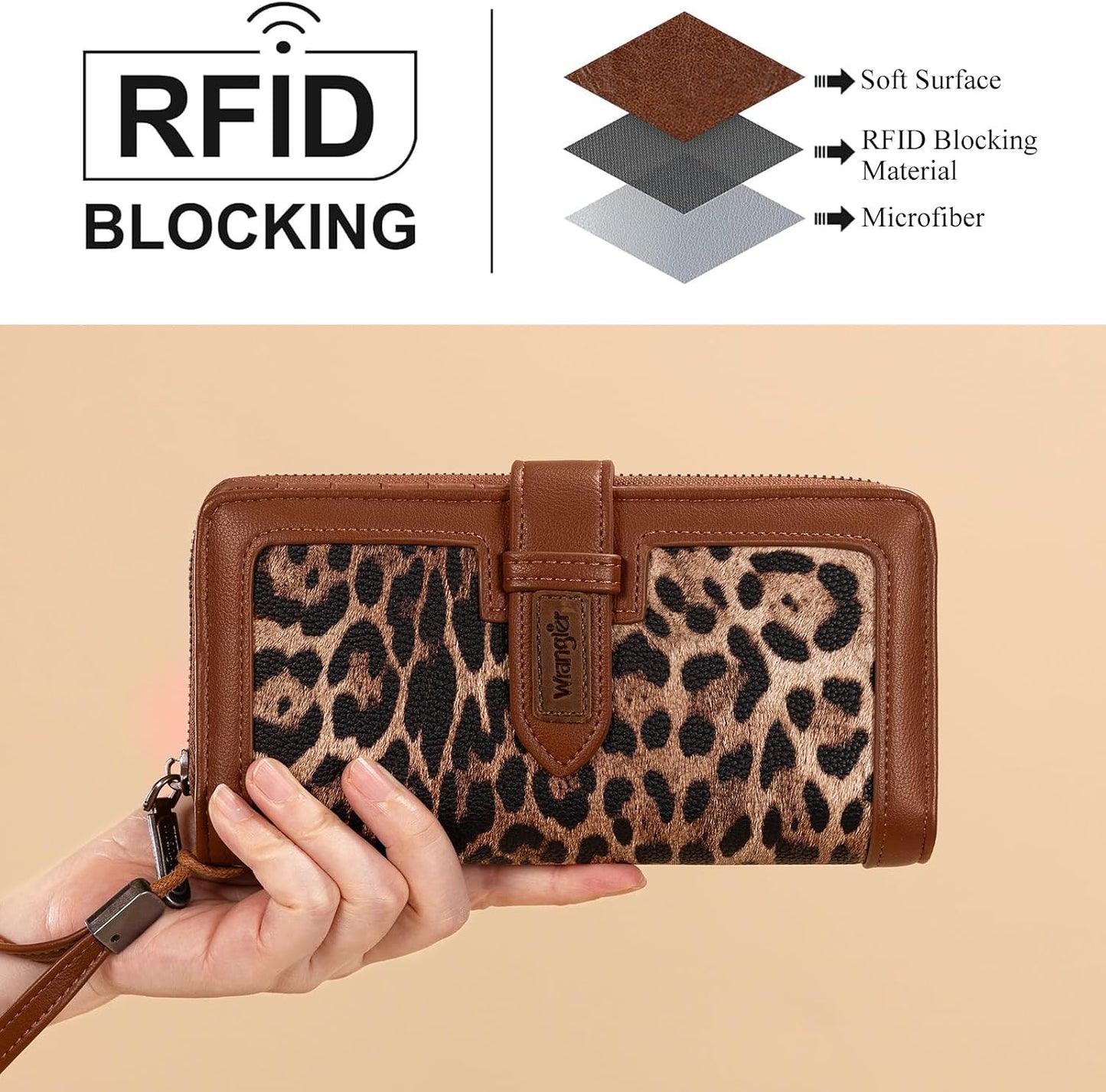 HOTX Wrangler Women's Wallets Bifold Wristlet Wallets for Women Large Capacity Credit Card Wallet with ID Window