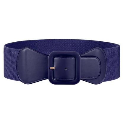 HOTJASGOOD Women Elastic Wide Belt Stretchy Vintage Waist Belt for Dress with Fashion Square Buckle