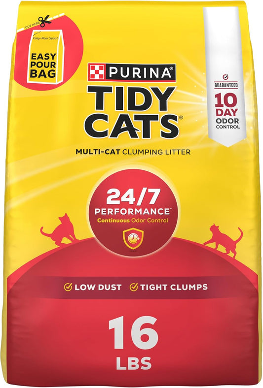 HOTPurina Tidy Cats Clumping Cat Litter Odor Control, 24/7 Performance Multi Cat Litter - 16 lb. Bag
