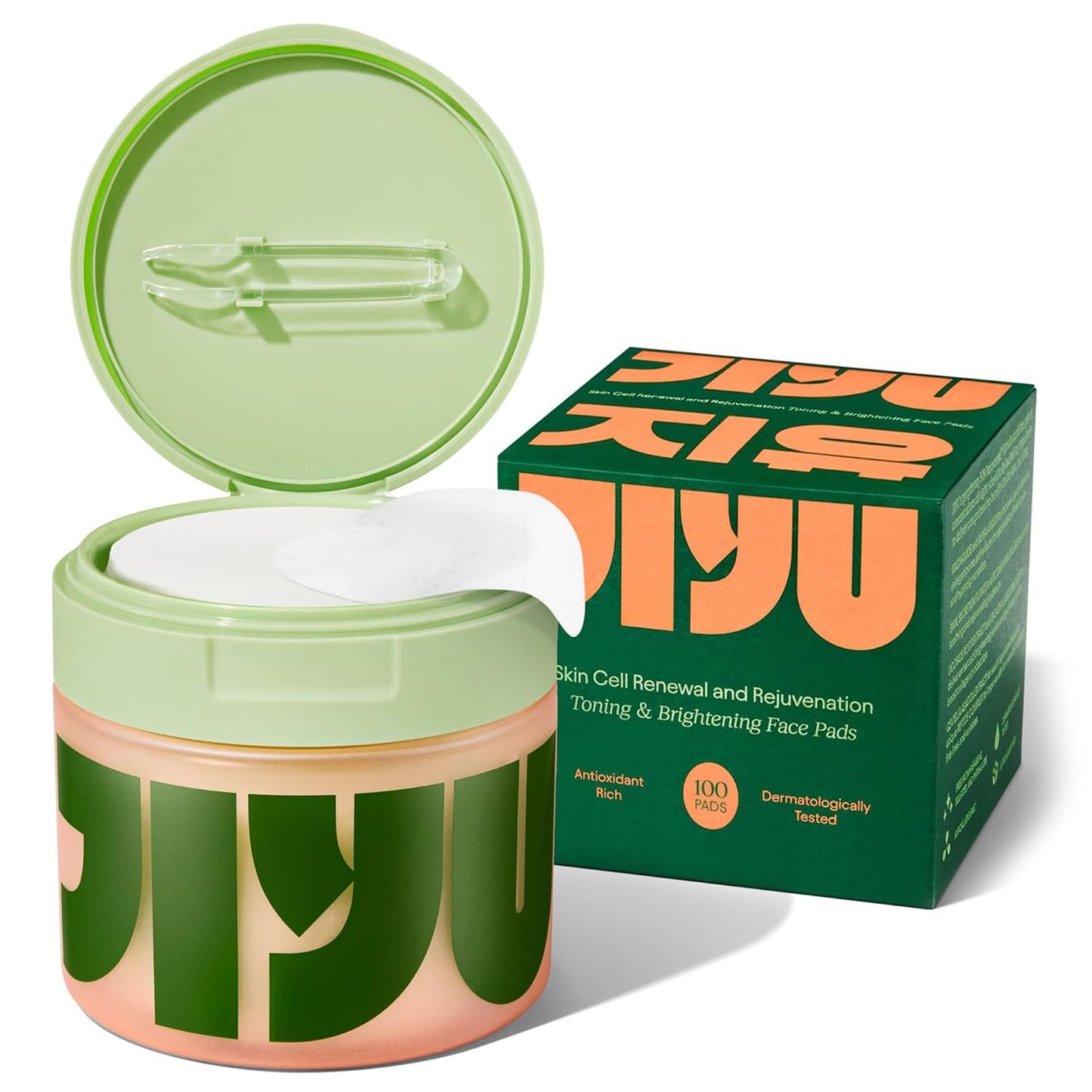 HOTJIYU Toner Pads - Korean Skincare for Dark Spots, Wrinkles & Dull Skin - Hydrating Facial Treatment with Snail Mucin, Niacinamide, Peptides & Centella - 100 Count