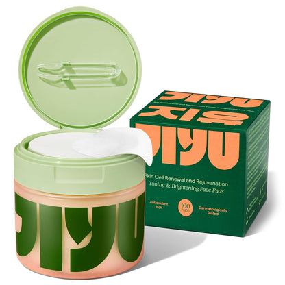 HOTJIYU Toner Pads - Korean Skincare for Dark Spots, Wrinkles & Dull Skin - Hydrating Facial Treatment with Snail Mucin, Niacinamide, Peptides & Centella - 100 Count