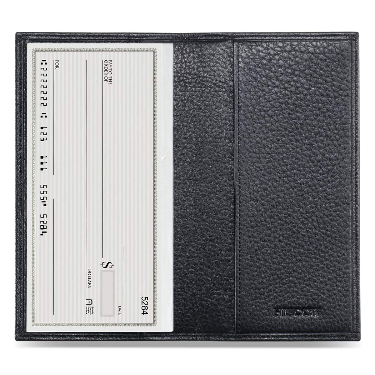 HOTHISCOW Slim Leather Checkbook Cover for Personal Checks | Full grain cowhide, transaction register & check book pockets, removable duplicate divider, durable stitching, gifts for men