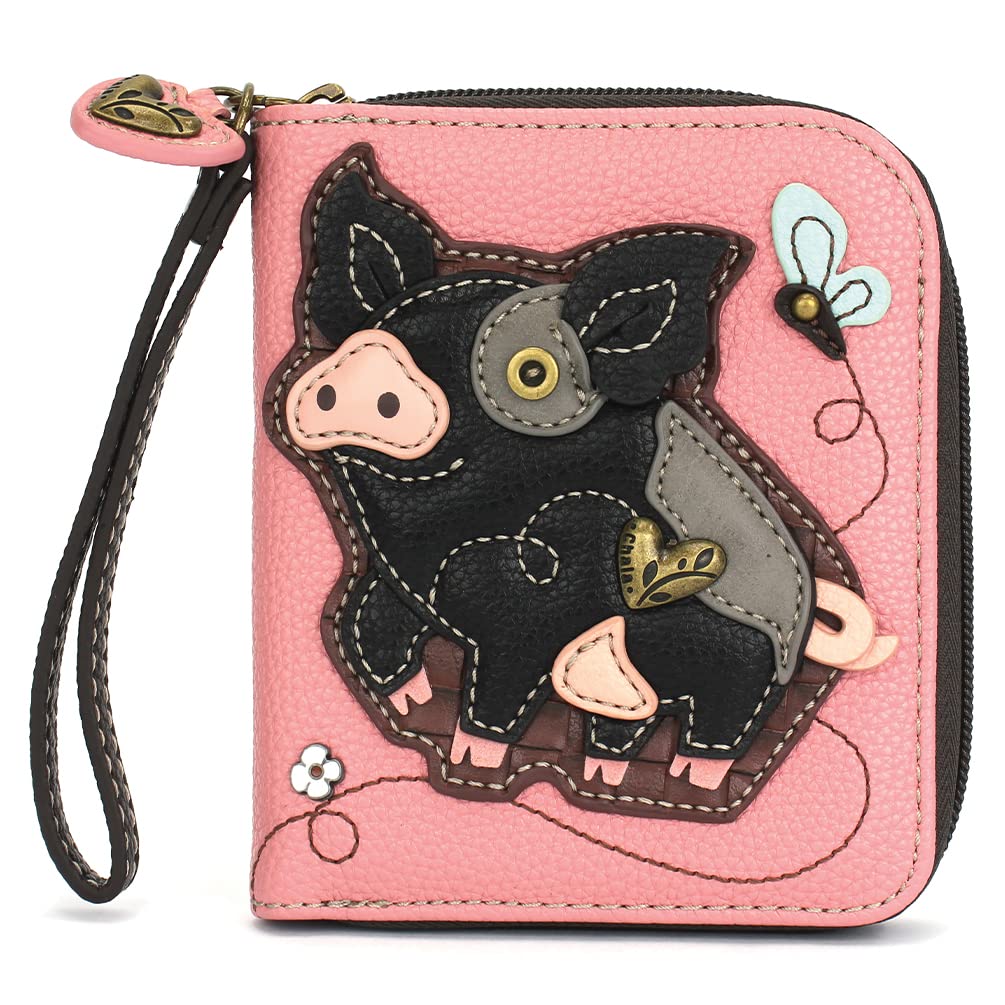 HOTCHALA Zip Around Wallet, Wristlet, 8 Credit Card Slots, Sturdy Pu Leather - Frog - Turquoise