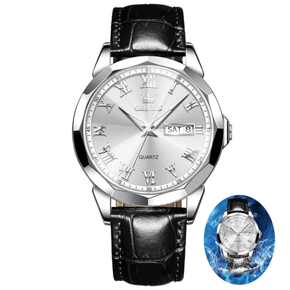HOTOLEVS Watches for Men Case Waterproof Watches Leather Band Day Date Mens Watch Analog Quartz Chronograph Wristwatches Multi-Function Men's Watch