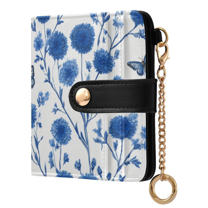 HOTElegant Peonies and Irises Rfid Women Wallet 1 Pack Cute Coin Purse PU Leather Small Wallets Credit Card Holder Bifold Zipper Thin Travel Wallet for Female Ladies Teen Girls Girly
