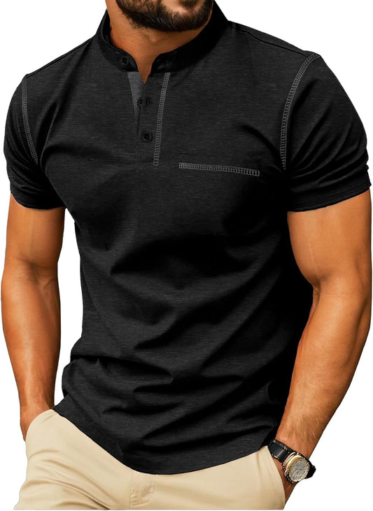 HOTSailwind Mens Henley Shirts Short Sleeve Summer Casual Classic Cotton T Shirts Pocket Button Shirt