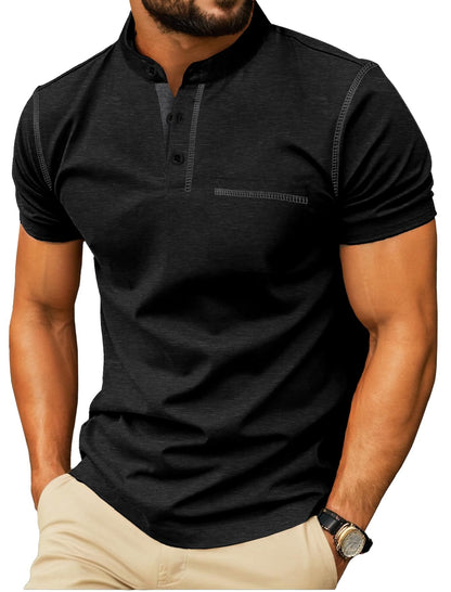 HOTSailwind Mens Henley Shirts Short Sleeve Summer Casual Classic Cotton T Shirts Pocket Button Shirt