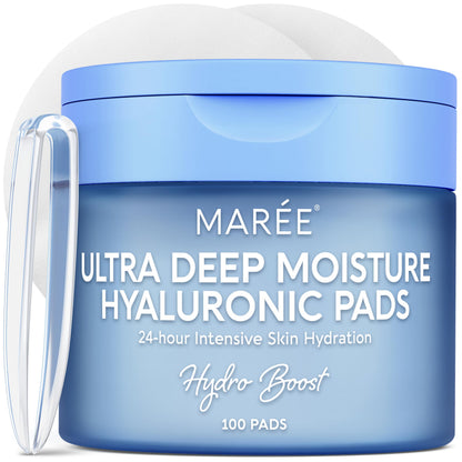 HOTMAREE Glycolic Acid Pads - Toner Pads for Face Cleansing - Exfoliating Pad with Tea Tree Oil, Salicylic Acid & Vitamins E, B3, B5 - Facial Polishes & Peels, Skin Pore Resurfacing & Radiance - 50 Count