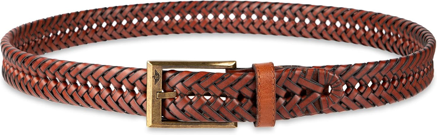 HOTDOCKERS Men's Braided Leather Belt, Fully Adjustable Casual Strap for Everyday Wear