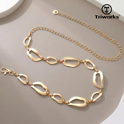 HOTTRIWORKS Waist Chain for Women Ladies Metal Link Chunky Chain Belt for Dresses