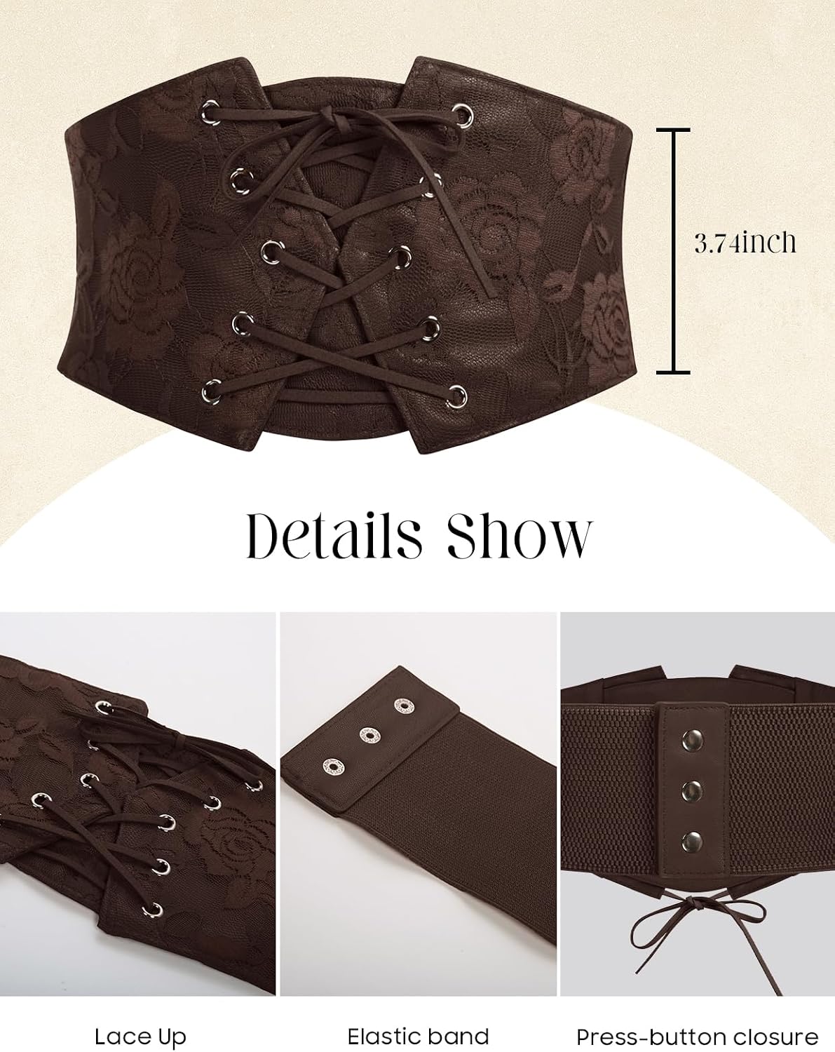 HOTGRACE KARIN Women's Elastic Wide Waist Belt Renaissance Pirate Corset Cinch Belt Cosplay Costume with Press Button