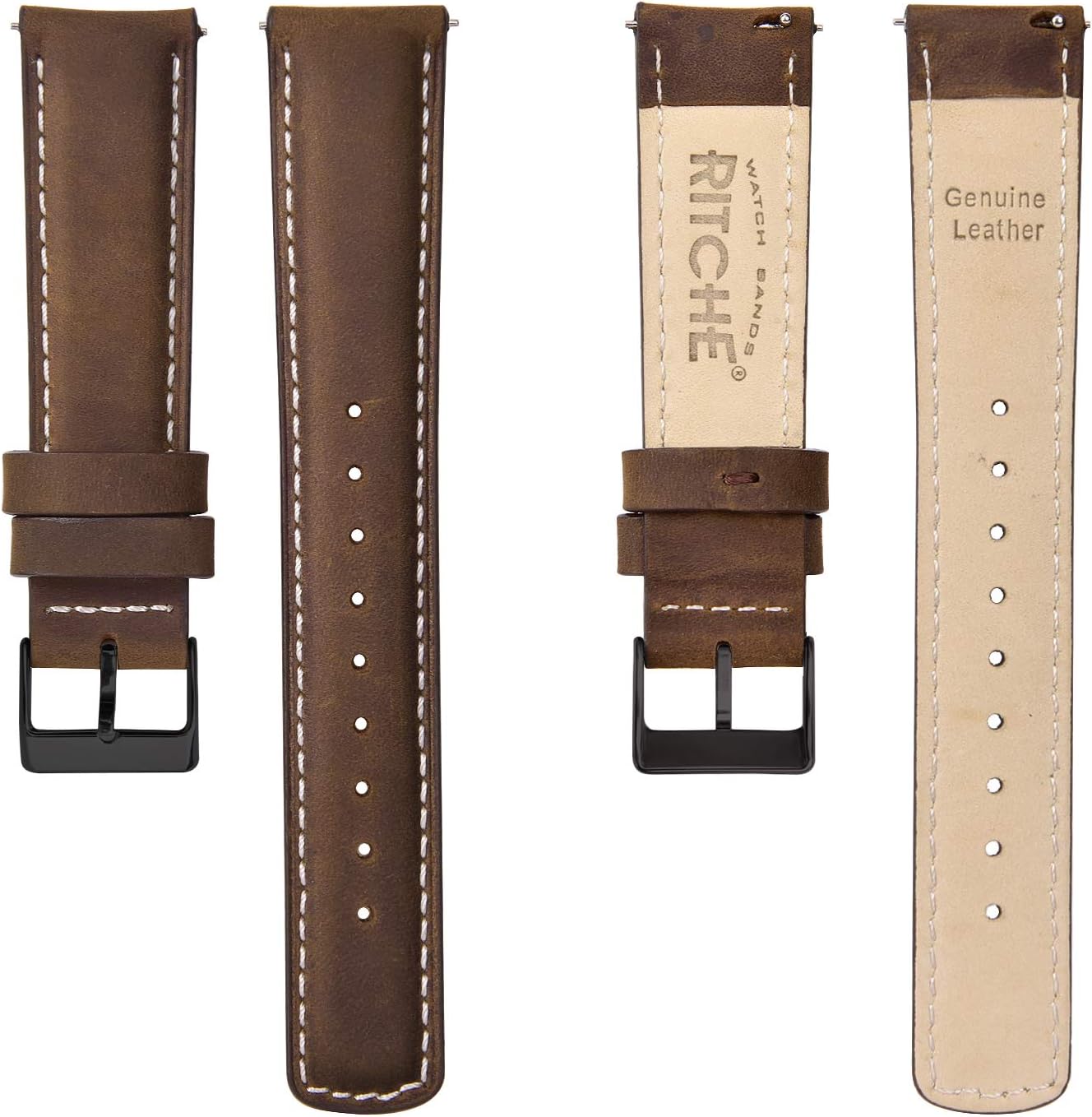 HOTRitche Christmas Gift Quick Release Leather Watch Bands Genuine Watch Straps for Men Women Top Grain Leather Watch Strap, White Elephant Gifts, Stocking Stuffers for Men, Father's Day gifts