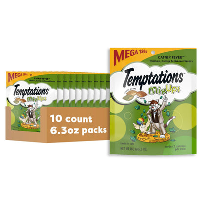 HOTTemptations MixUps Crunchy and Soft Cat Treats, Catnip Fever, 30 oz | Under 2 calories per treat, no artificial flavors, 100% complete & balanced for adult cats, resealable stay-fresh tub