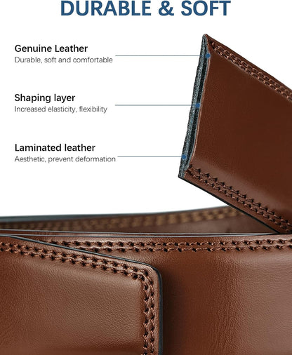 HOTBOSTANTEN Mens Belt Leather Ratchet 1 3/8'' Belt For Men Gift Dress and Casual with Adjustable Buckle, Trim to Fit