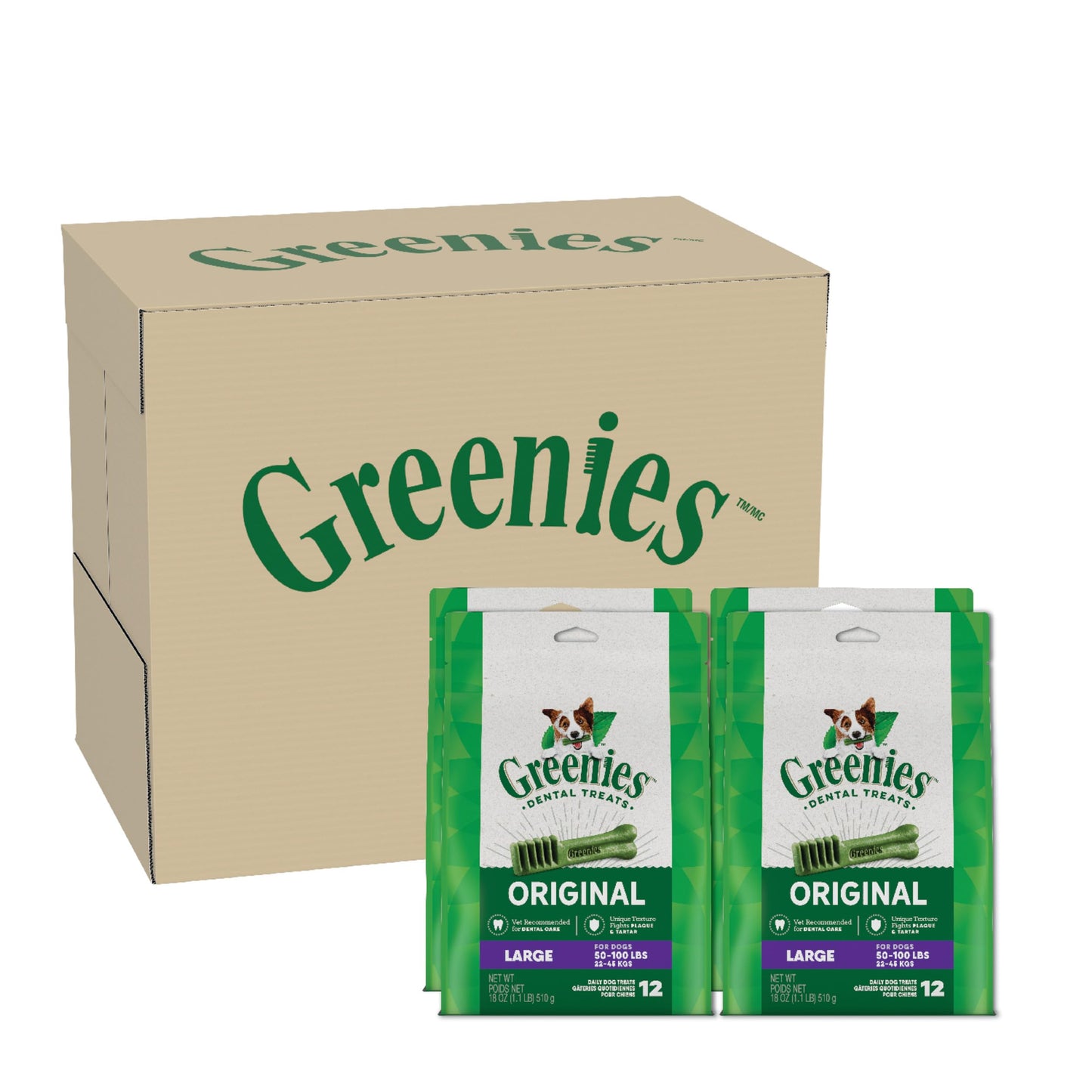 HOTGreenies Large Natural Dental Dog Treats, Original Flavor, 24 Count | Veterinarian-recommended, 47% less tartar & 40% less plaque in 28 days, cleans to gumline, for dogs 50-100 lbs, 36 oz. Pack