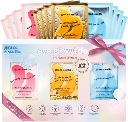 HOTgrace & stella Award Winning Under Eye Mask - Birthday Gifts for Women - Gel Eye Patches for Dark Circles, Puffy Eyes, Undereye Bags - Gifts for Mom - Vegan Self Care (24 Pairs, Gold)