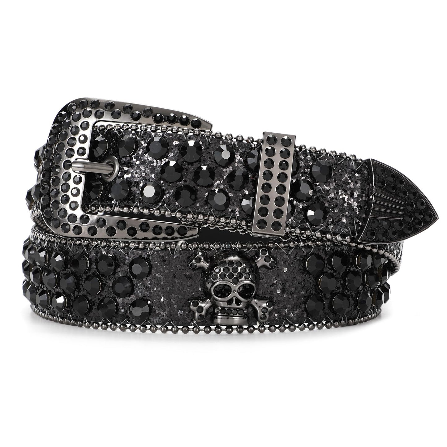 HOTBELTROAD Rhinestone Belt Goth Bling Belts for Women and Men Western Cowboy Cowgirl Belts for Jeans, Halloween Belt