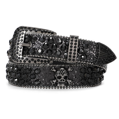 HOTBELTROAD Rhinestone Belt Goth Bling Belts for Women and Men Western Cowboy Cowgirl Belts for Jeans, Halloween Belt