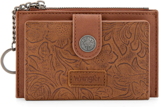 HOTMontana West X Wrangler Small Womens Wallet Slim Credit Card Holder Minimalist Brown Keychain Wallet Compact Western Card Organizers