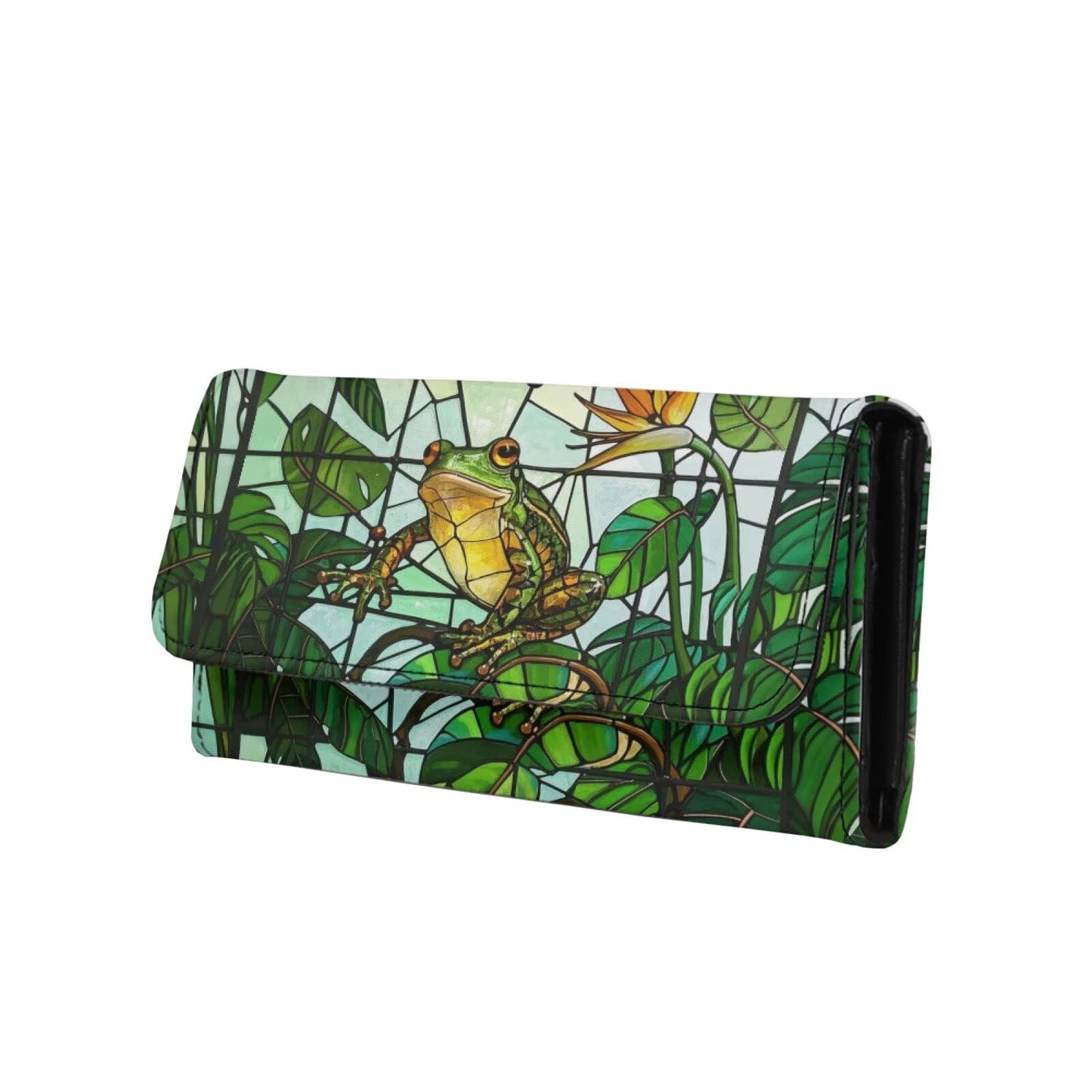 HOTNorth Cardinals Bird Women Wallet Long Trifold Checkbook Wallets with Zipper Pocket, Mosaic Art Birds Flowers Credit Card Holder PU Leather Billfold Wallet Purse