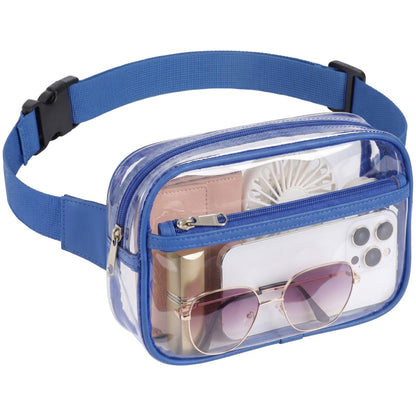 HOTPackism Clear Fanny Pack Stadium Approved - Large Size 35-51 inches Adjustable Strap Clear Belt Bag for Women Men Transparent Waist Bag for Concerts, Sporting Events, Black | Adjustable 35-51 in Strap, Hands-Free, 2 Easy-Access Pockets, Water-Resistant