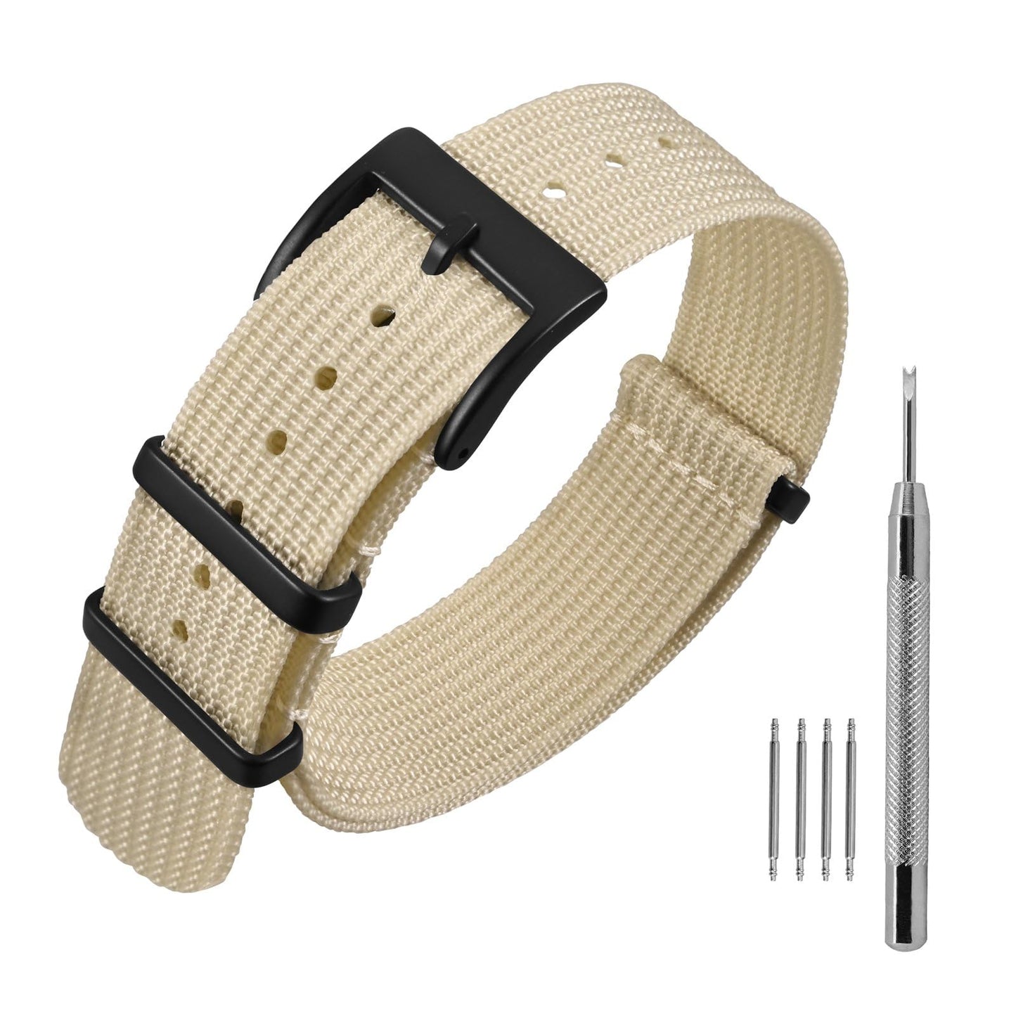HOTANNEFIT Nylon Watch Band 16mm 18mm 20mm 22mm, One-Piece Waterproof Military Watch Straps with Heavy Buckle