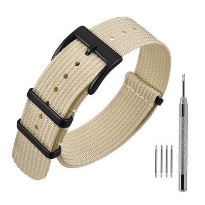 HOTANNEFIT Nylon Watch Band 16mm 18mm 20mm 22mm, One-Piece Waterproof Military Watch Straps with Heavy Buckle