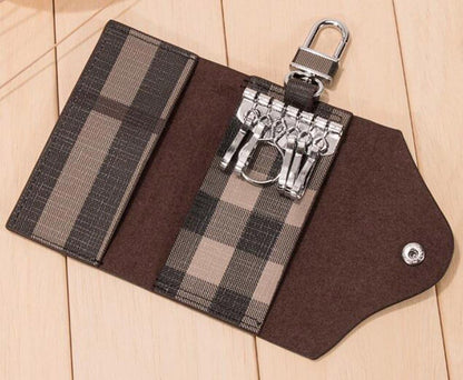 HOTWomen Men Leather Car Key Chain Card Holder Money Wallet Pouch Case 6 keys Organizer Bag Case