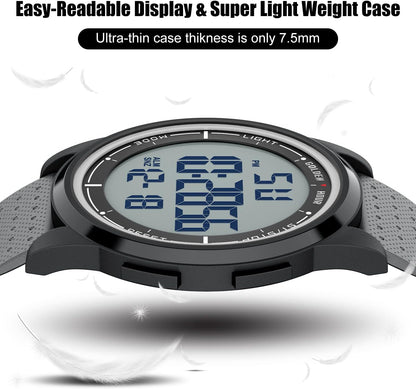 HOTGOLDEN HOUR Ultra-Thin Minimalist Sports Waterproof Digital Watches Men with Wide-Angle Display Rubber Strap Wrist Watch for Men Women