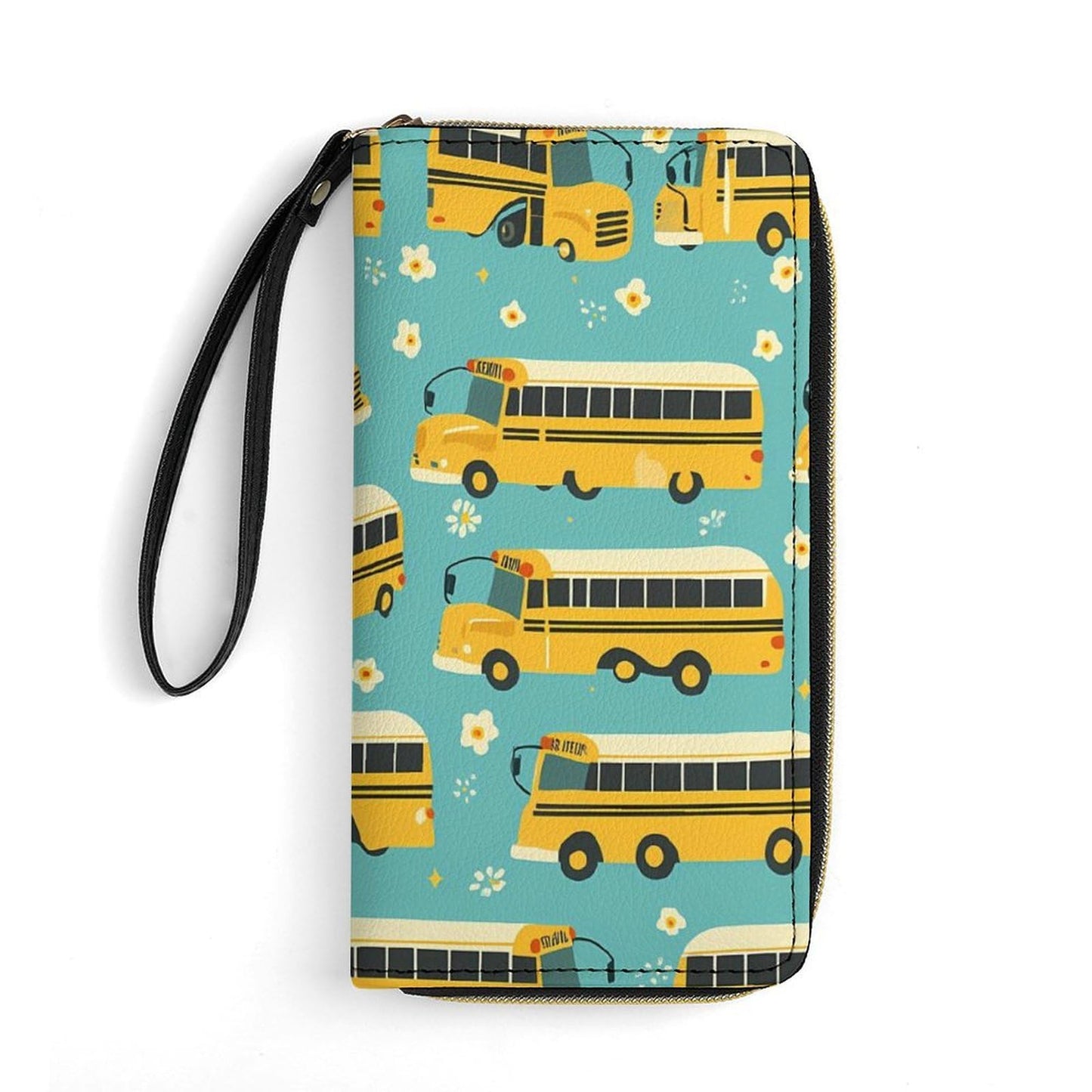 HOTRural Style Highland Cow Sunflower Collage Pattern Clutch Purse Leather Large Capacity Wristlet Leather Wallet