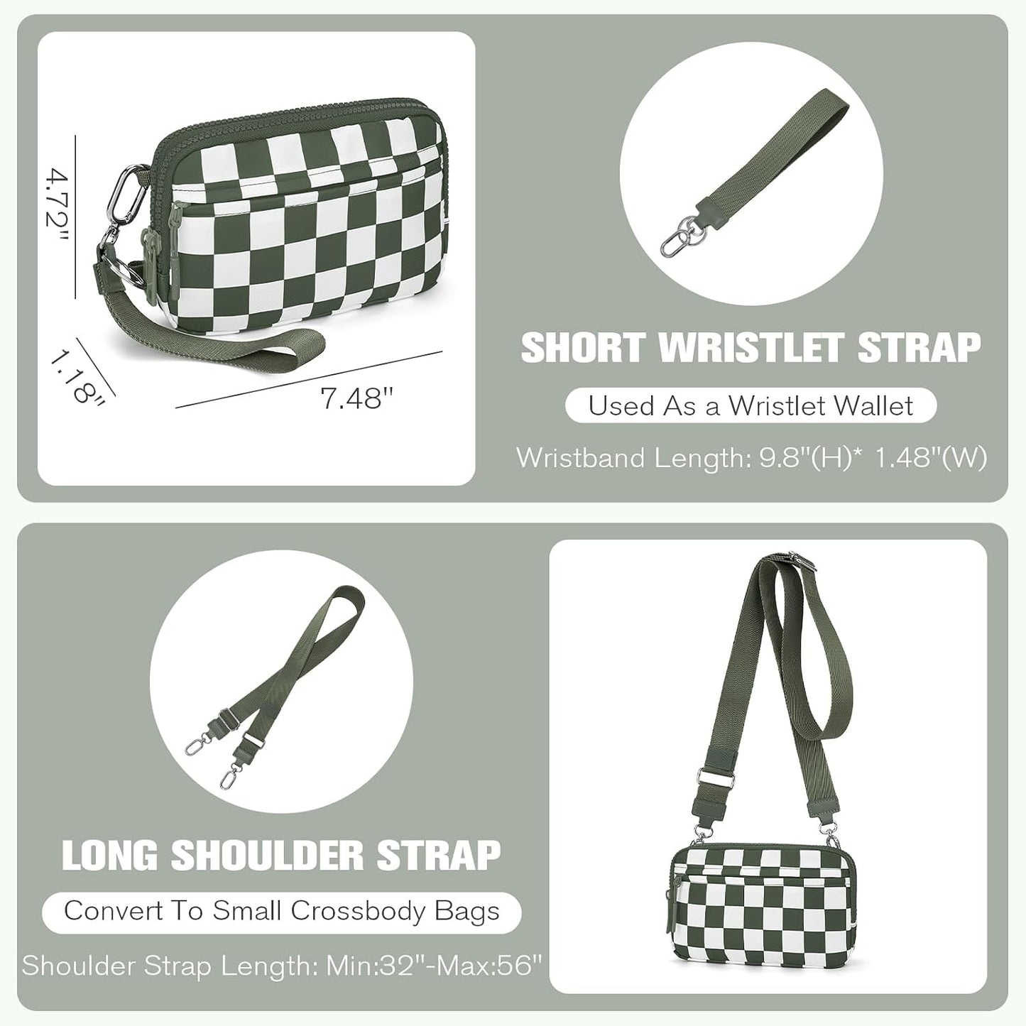 HOTWOOMADA Checkerboard Wristlet Wallets for Women