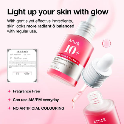 HOTAnua Niacinamide 10 + TXA 4 Serum, Dark Spot Care, Hyaluronic Acid, Tranexamic Acid, Lightweight & Hydrating All-in-One Daily Facial Serum for Glass Skin, Korean Skincare, 1.01 fl.oz