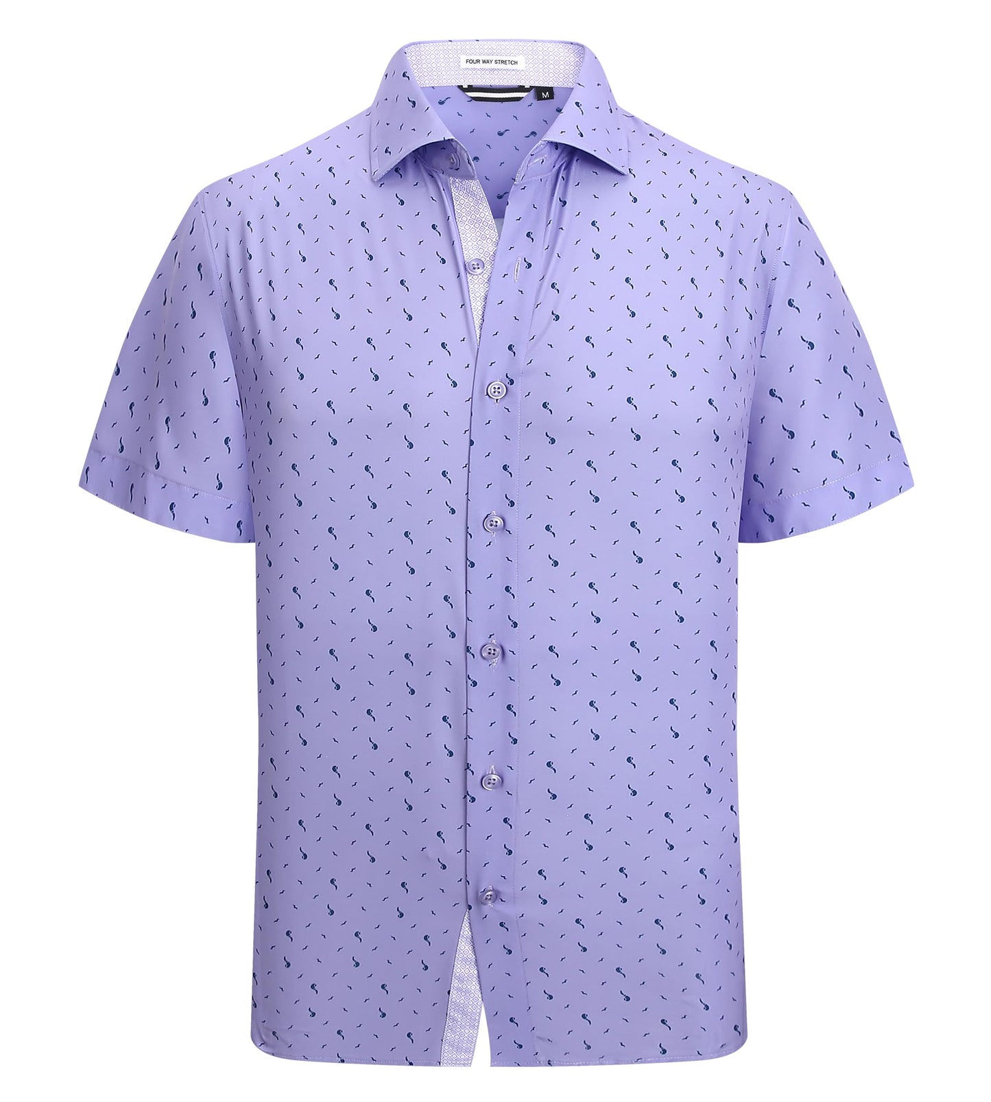 HOTAlex Vando Mens Printed Dress Shirts Easy Care Button Down Shirt | Four-way flexible weave, Inner collar & cuff contrast, Anti-wrinkle texture, Lightweight, Great present for male relatives