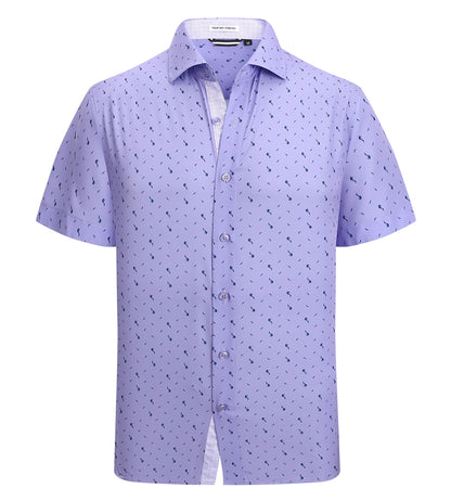 HOTAlex Vando Mens Printed Dress Shirts Easy Care Button Down Shirt | Four-way flexible weave, Inner collar & cuff contrast, Anti-wrinkle texture, Lightweight, Great present for male relatives