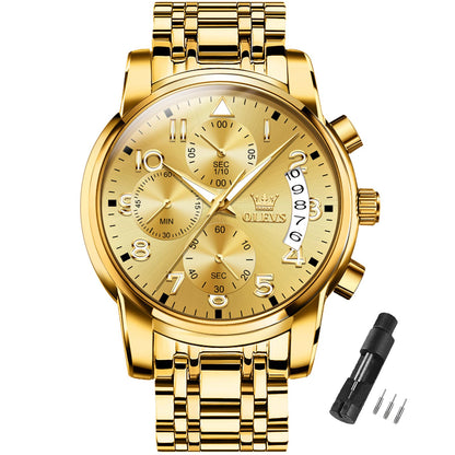 HOTOLEVS Watches for Men with Date Luxury Big Face Waterproof Mens Wristwatch Analog Dress Two Tone Stainless Steel Man Watch Luminous Relojes De Hombre Calendar(Green/Blue/Black Dial